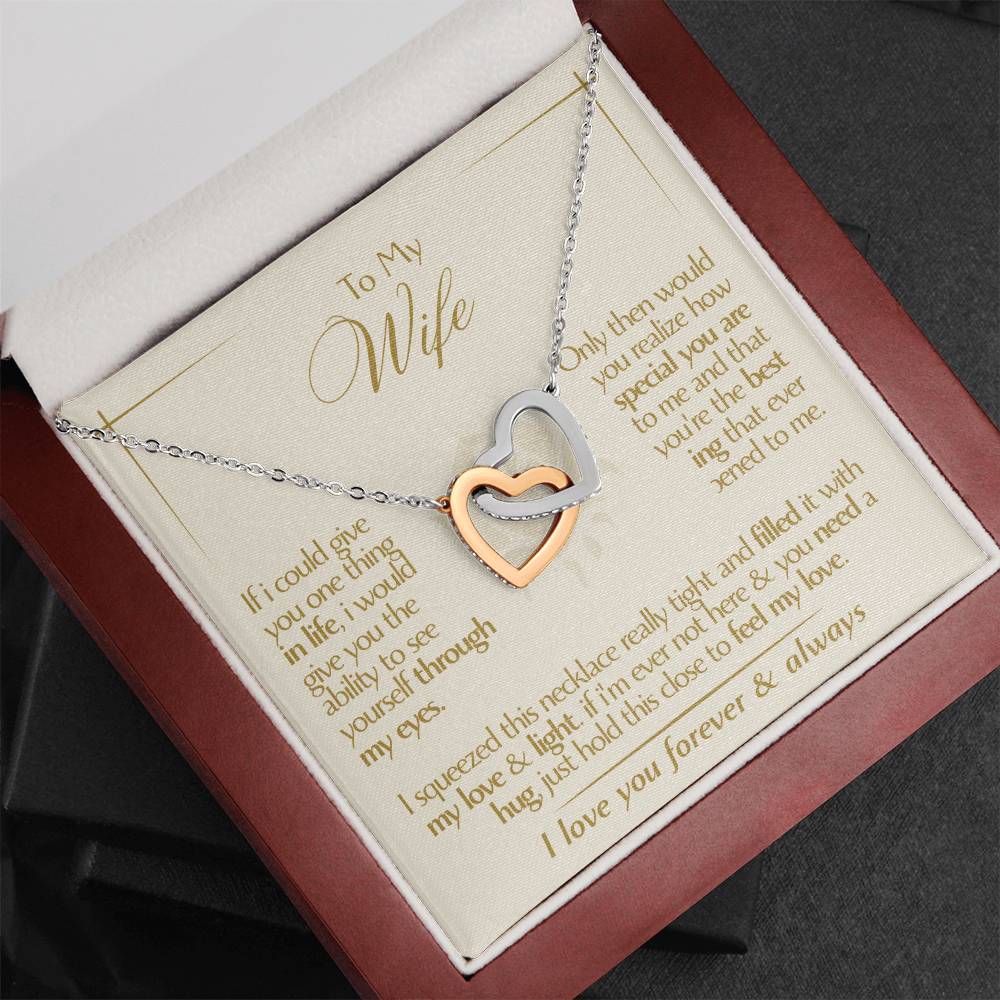 To My Wife - Beautiful Gift Set - Interlocking Hearts Necklace - WIH001