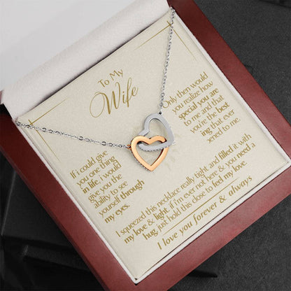 To My Wife - Beautiful Gift Set - Interlocking Hearts Necklace - WIH001
