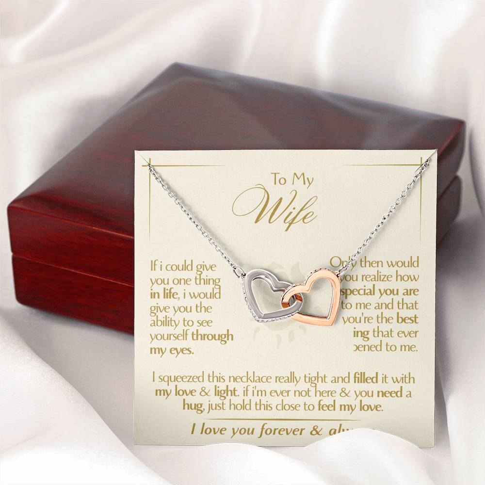 To My Wife - Beautiful Gift Set - Interlocking Hearts Necklace - WIH001