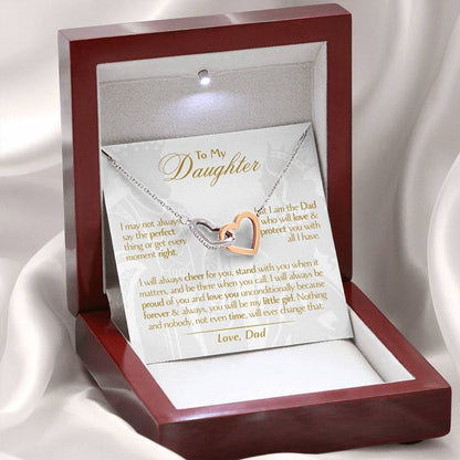 To My Daughter - Love Dad - Beautiful Gift Set - Interlocking Hearts Necklace - DIH001