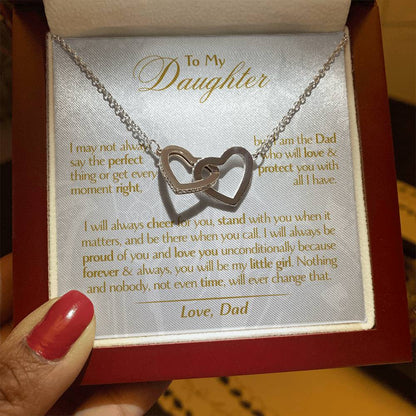 To My Daughter - Love Dad - Beautiful Gift Set - Interlocking Hearts Necklace - DIH001