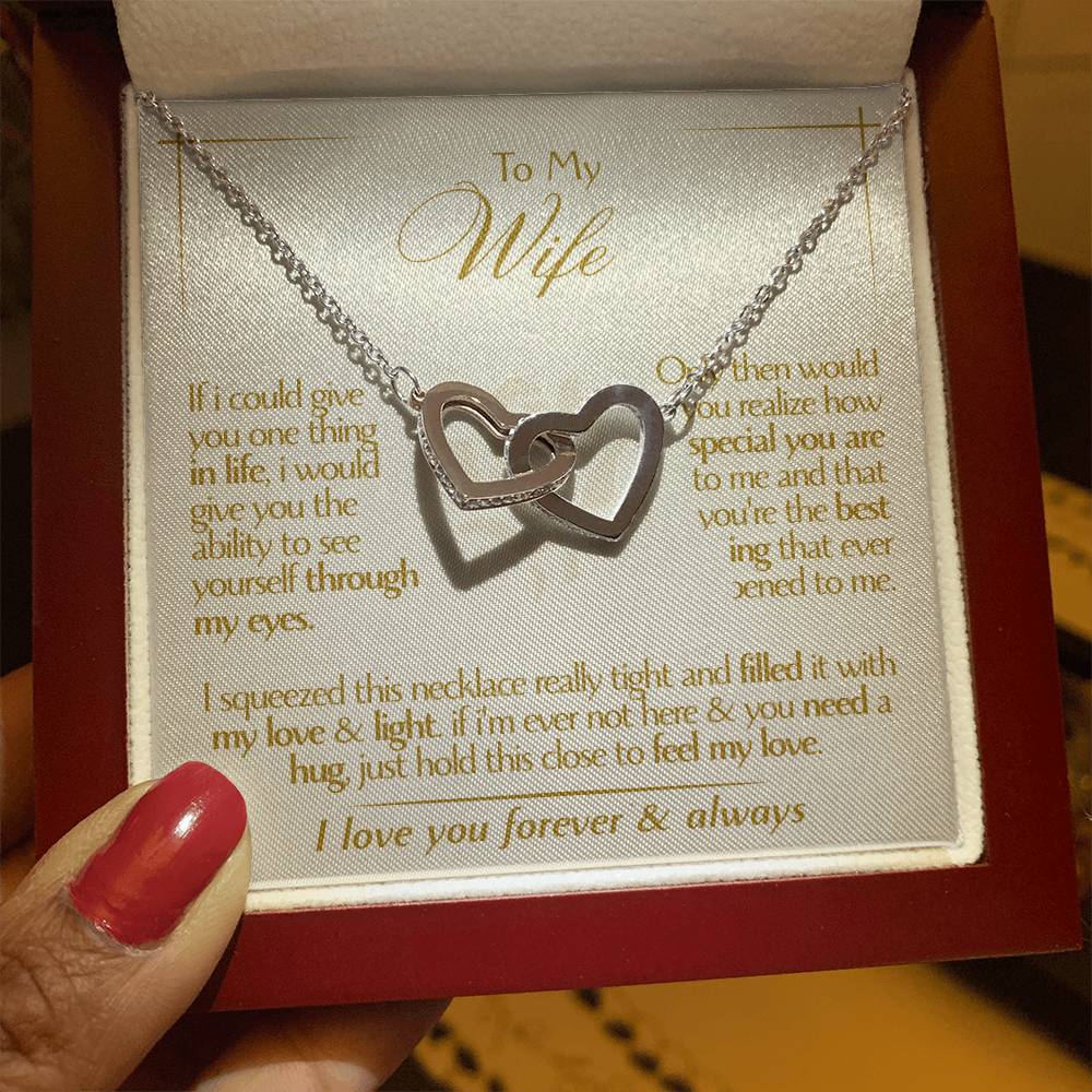 To My Wife - Beautiful Gift Set - Interlocking Hearts Necklace - WIH001