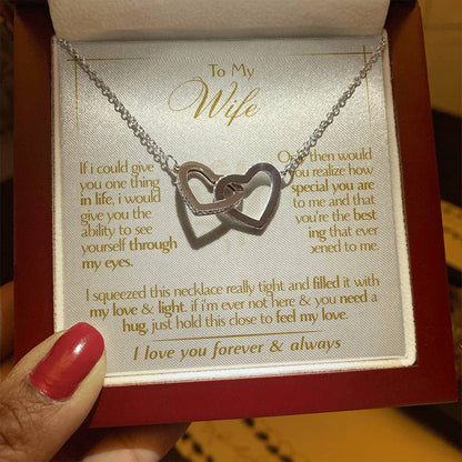 To My Wife - Beautiful Gift Set - Interlocking Hearts Necklace - WIH001