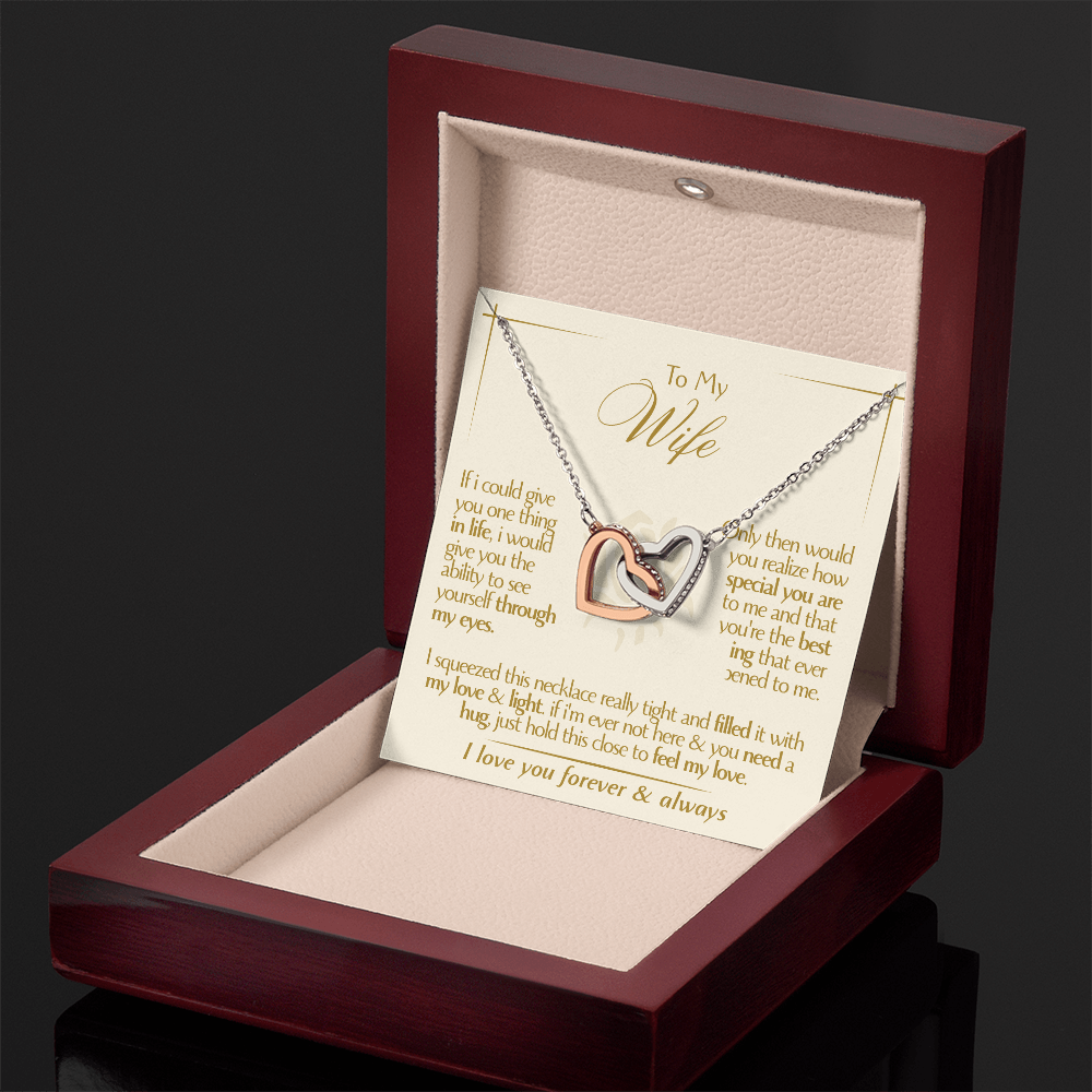 To My Wife - Beautiful Gift Set - Interlocking Hearts Necklace - WIH001