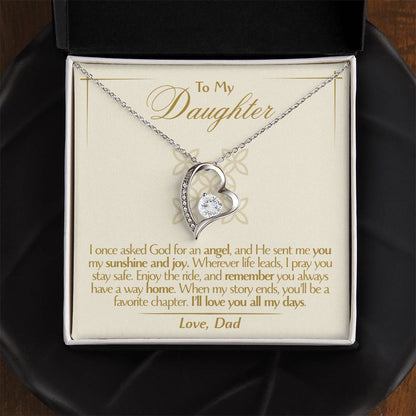 To My Daughter - Love Dad - Beautiful Gift Set - Forever Love Necklace - DFL009