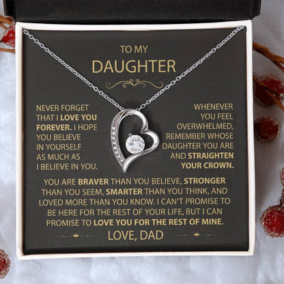 To My Daughter - Love Dad - Beautiful Gift Set - Forever Love Necklace - DFL017