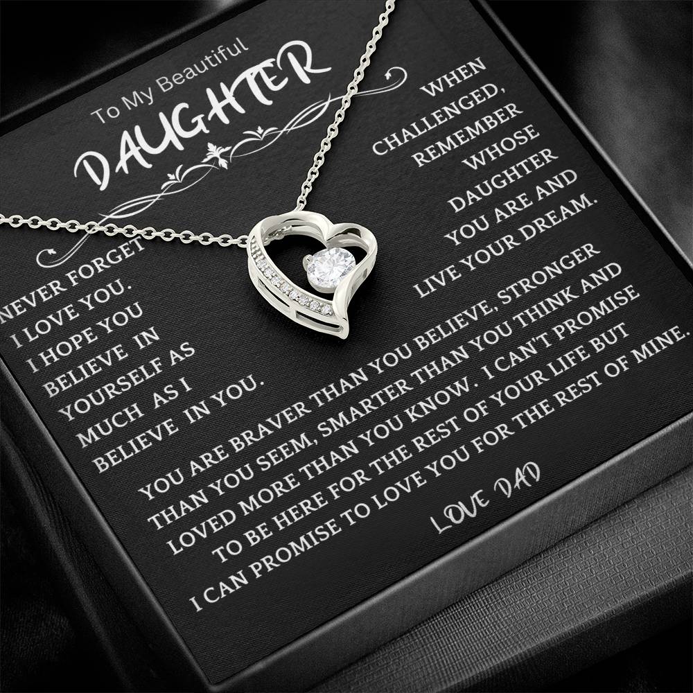 To My Daughter - Love Dad - Beautiful Gift Set - Forever Love Necklace - DFL006