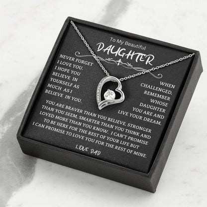 To My Daughter - Love Dad - Beautiful Gift Set - Forever Love Necklace - DFL006