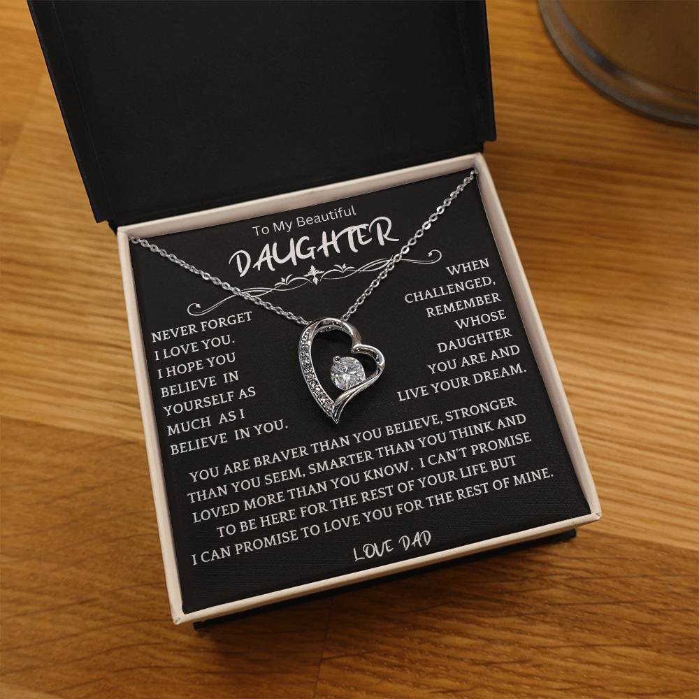 To My Daughter - Love Dad - Beautiful Gift Set - Forever Love Necklace - DFL006