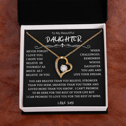 To My Daughter - Love Dad - Beautiful Gift Set - Forever Love Necklace - DFL006