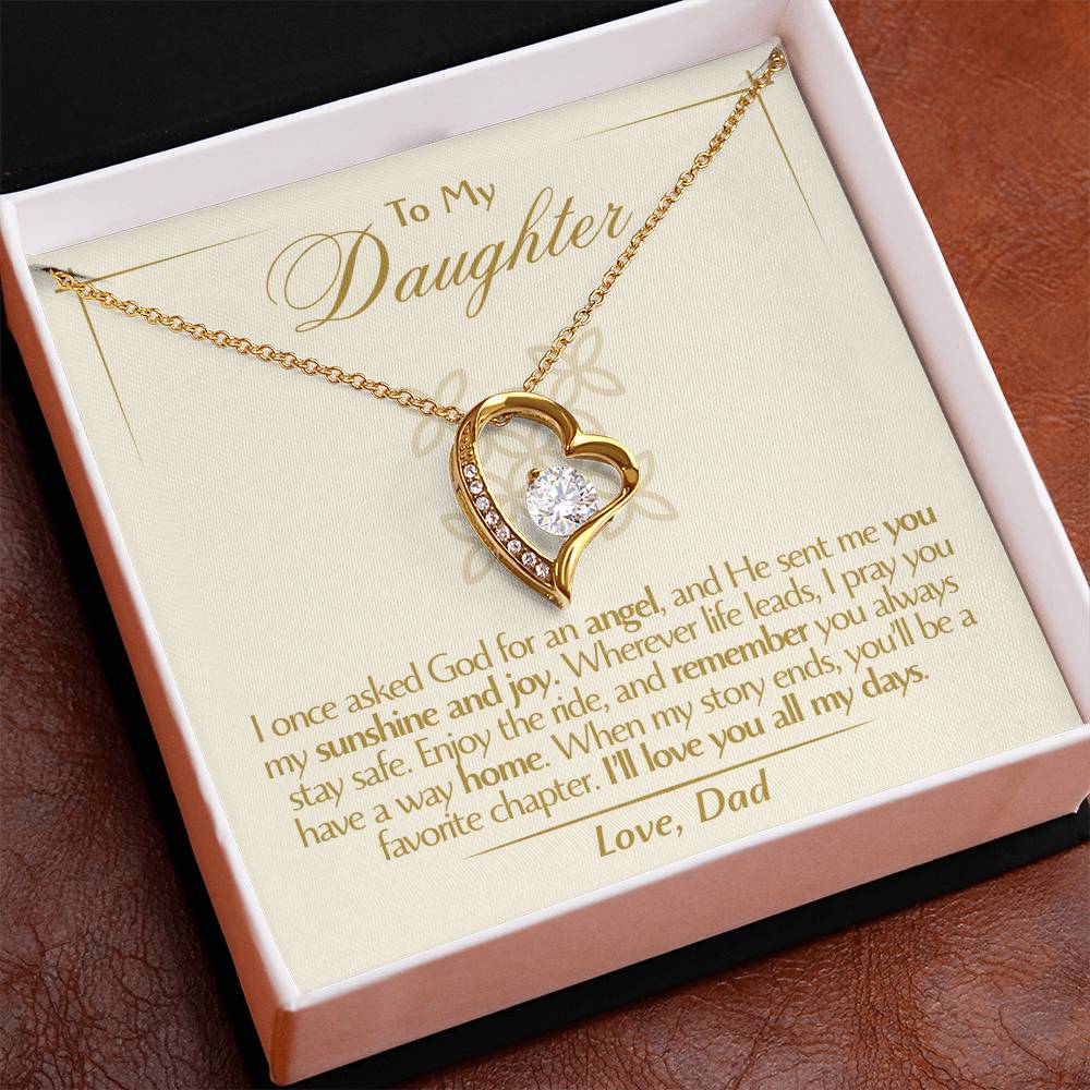 To My Daughter - Love Dad - Beautiful Gift Set - Forever Love Necklace - DFL009