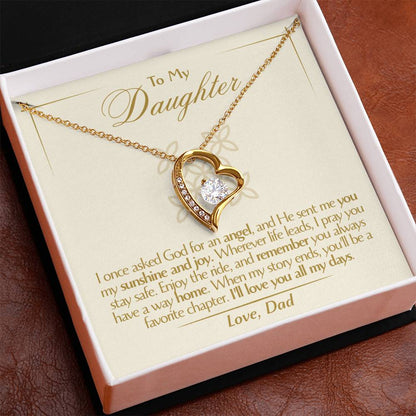 To My Daughter - Love Dad - Beautiful Gift Set - Forever Love Necklace - DFL009