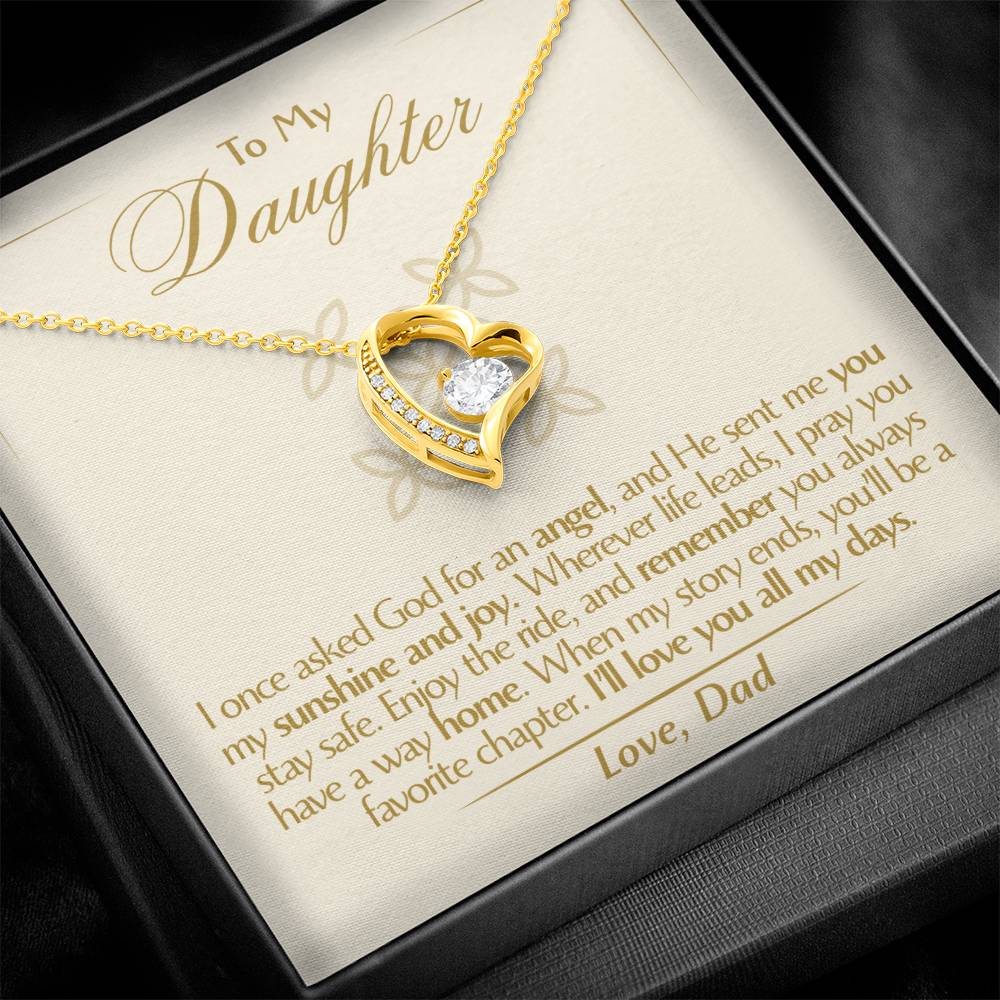 To My Daughter - Love Dad - Beautiful Gift Set - Forever Love Necklace - DFL009