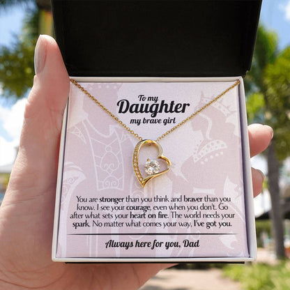To My Daughter - Love Dad - Beautiful Gift Set - Forever Love Necklace - DFL005