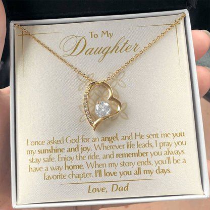 To My Daughter - Love Dad - Beautiful Gift Set - Forever Love Necklace - DFL009